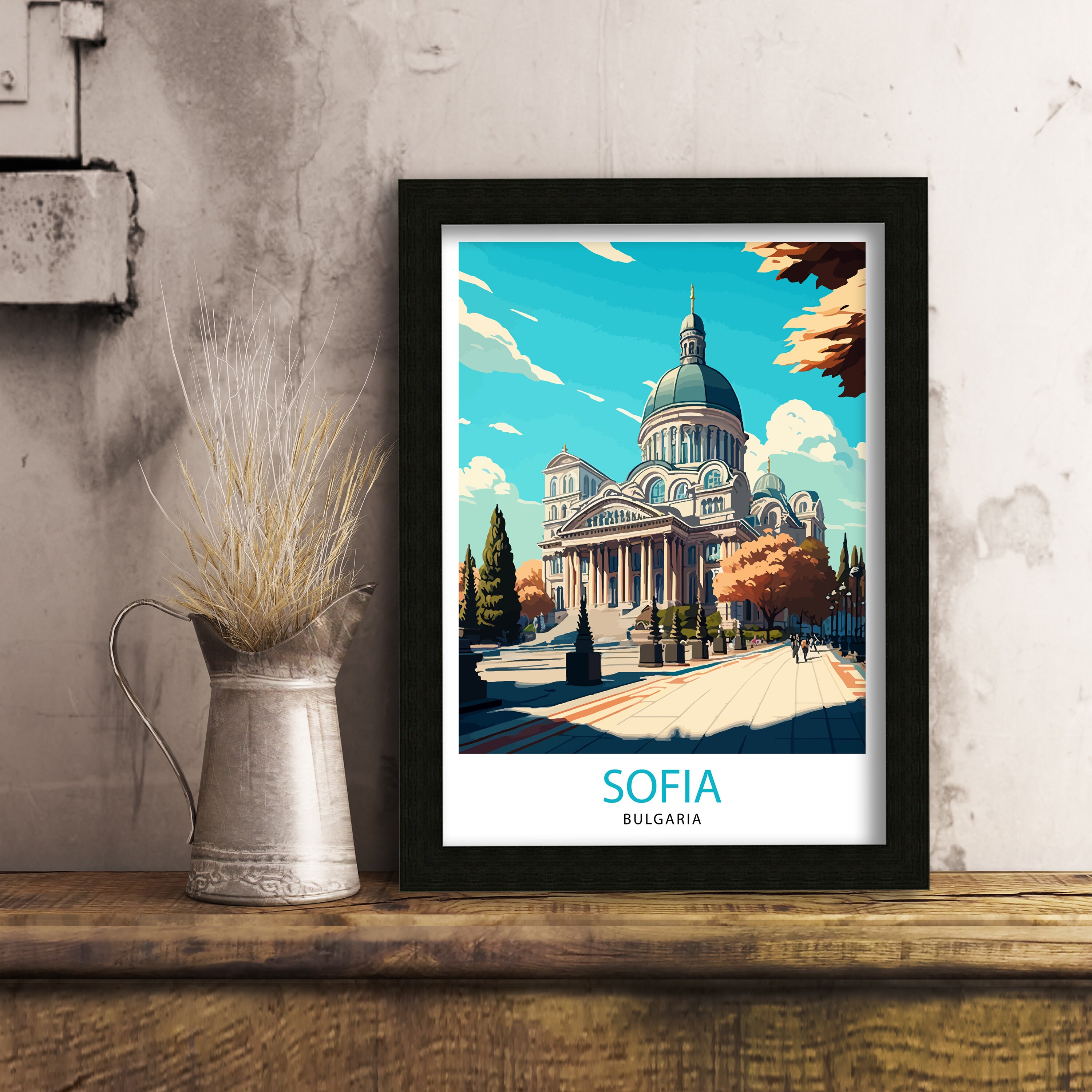 Discover Sofia Bulgarie Cadeau Voyage Vintage Poster
