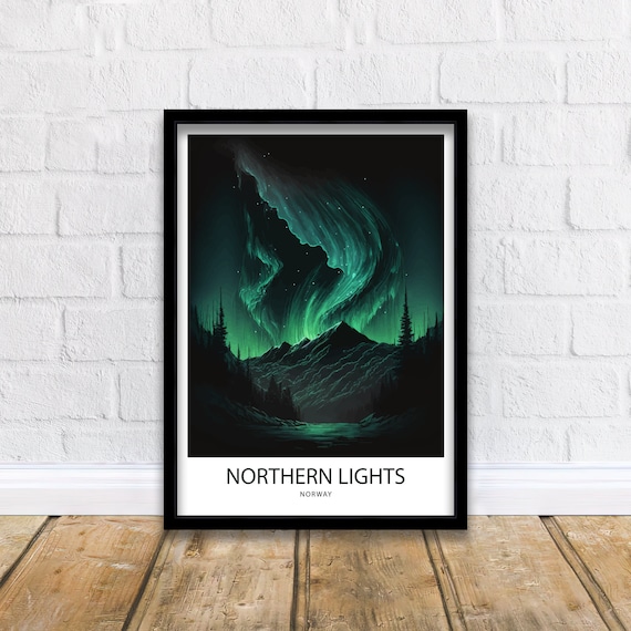 Northern Lights Art Print  | Travel Poster | Art Print | Wall Art | Art Print | Travel Print | Norway | Northern lights Art