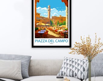 Tirage Albuminé Vintage - Piazza Del Campo, Sienne, Italie - Circa 1875 - Format 21x27 Cm