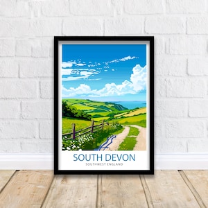 Devon Travel Print  Devon Wall Decor Devon Home Living Decor Devon Illustration Travel Poster Gift for Devon UK Home Decor