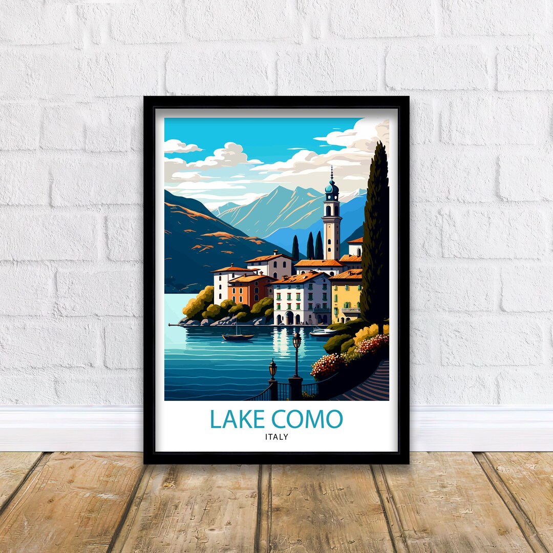 lake como italy travel poster art print (digital... Lake Como Italy Travel Print Wall Decor Home Living Decor Italy ...