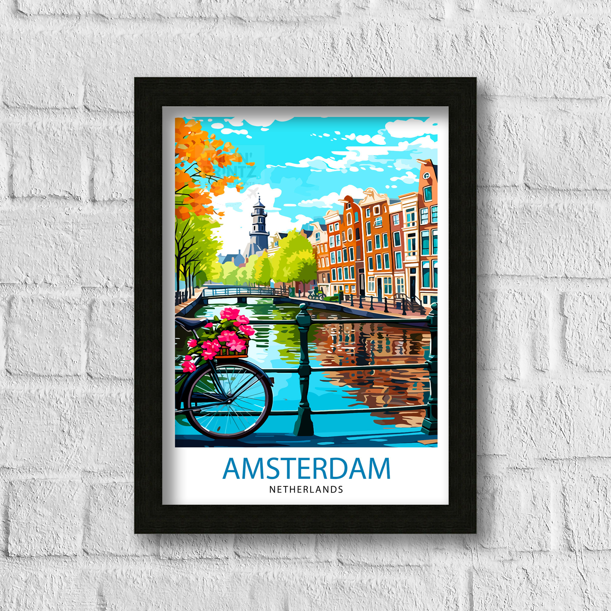Amsterdam Travel Print Amsterdam Wall Art Amsterdam Cityscape ...