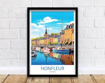 Honfleur France Travel Print  Honfleur Wall Decor Honfleur Poster France Travel Prints Honfleur Art Print Honfleur Illustration Honfleur