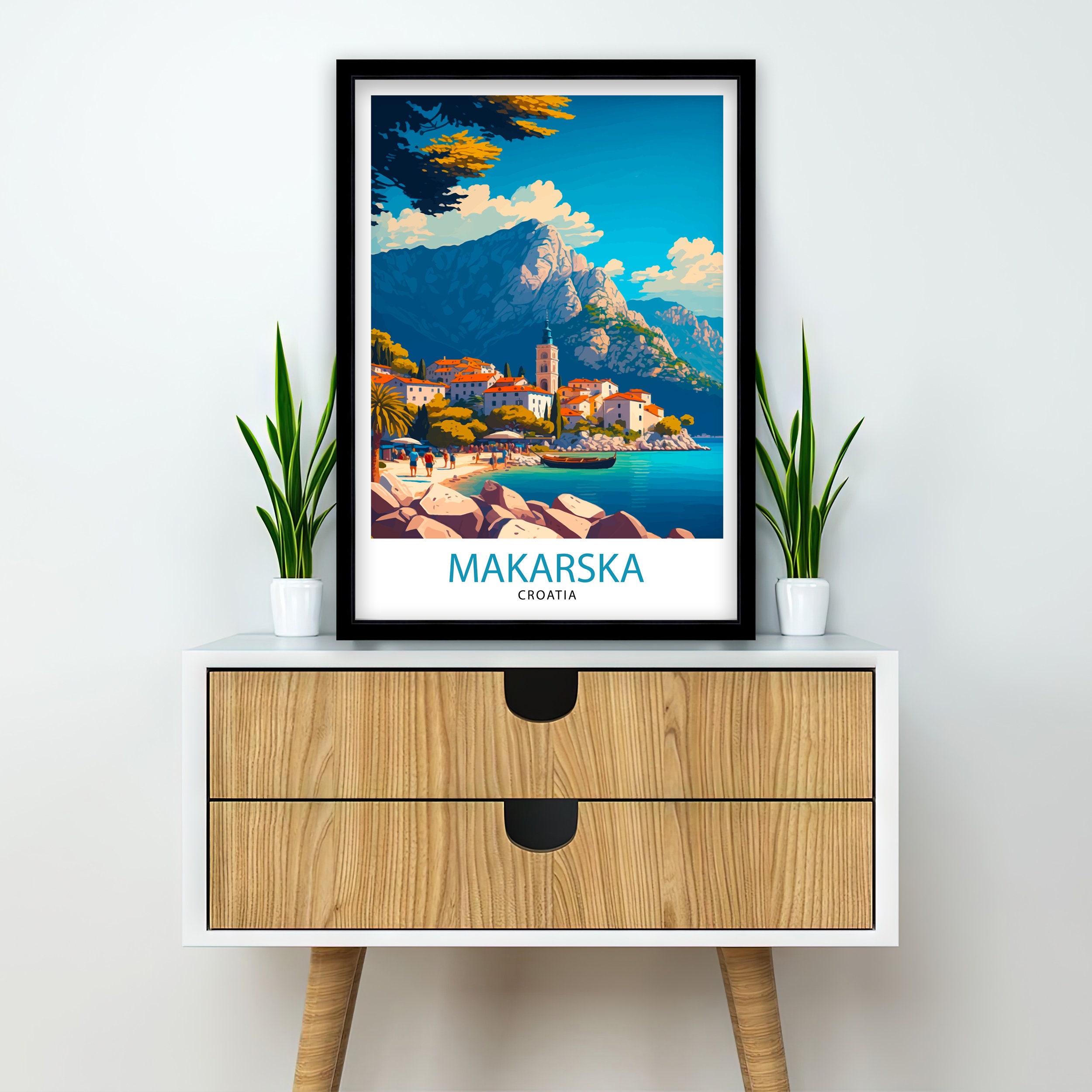 Discover Makarska Croatie Paysage Voyage Vintage Poster