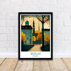 Berlin Germany Travel Print  Berlin Wall Decor Berlin Poster Germany Travel Prints Berlin Art Print Berlin Illustration Berlin Wall Art