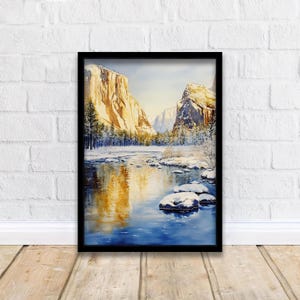 Yosemite National Park Watercolor Painting Yosemite Landscape Art Yosemite Falls Print Watercolor Nature Art Scenic National Park Decor