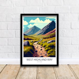West Highland Way Schotland reisposter, kunstafdruk, kunst aan de muur, Ierse kunstafdruk