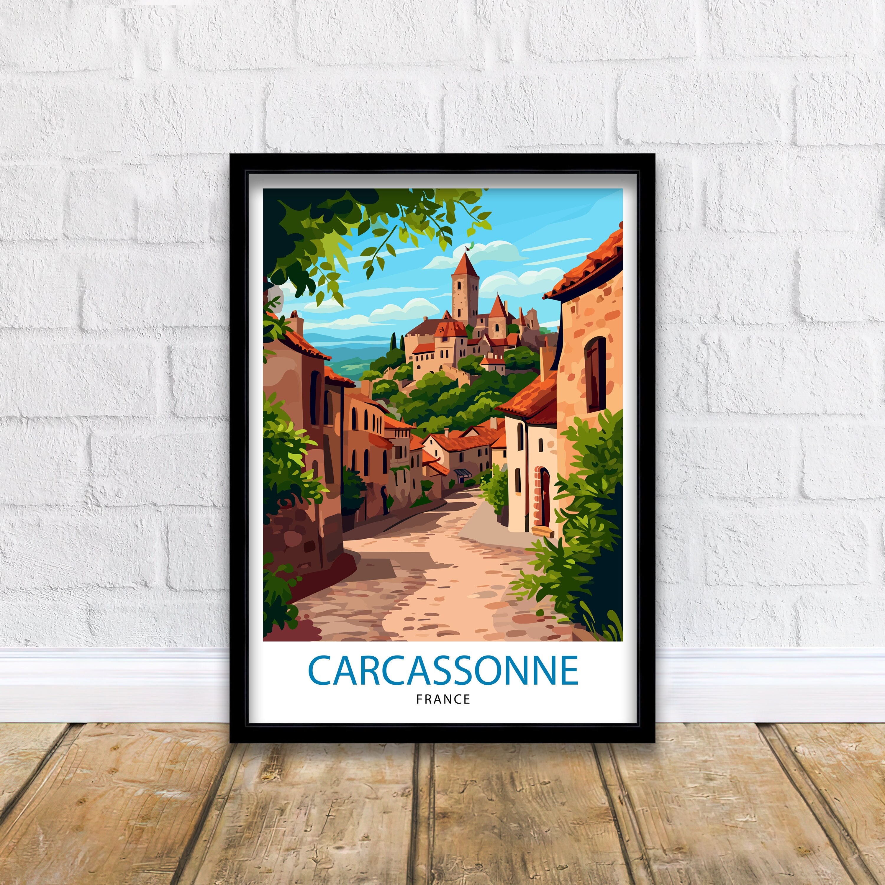 Carcassonne France Travel Print  Carcassonne Wall Decor Carcassonne Poster France Travel Prints Carcassonne Art Print Carcassonne