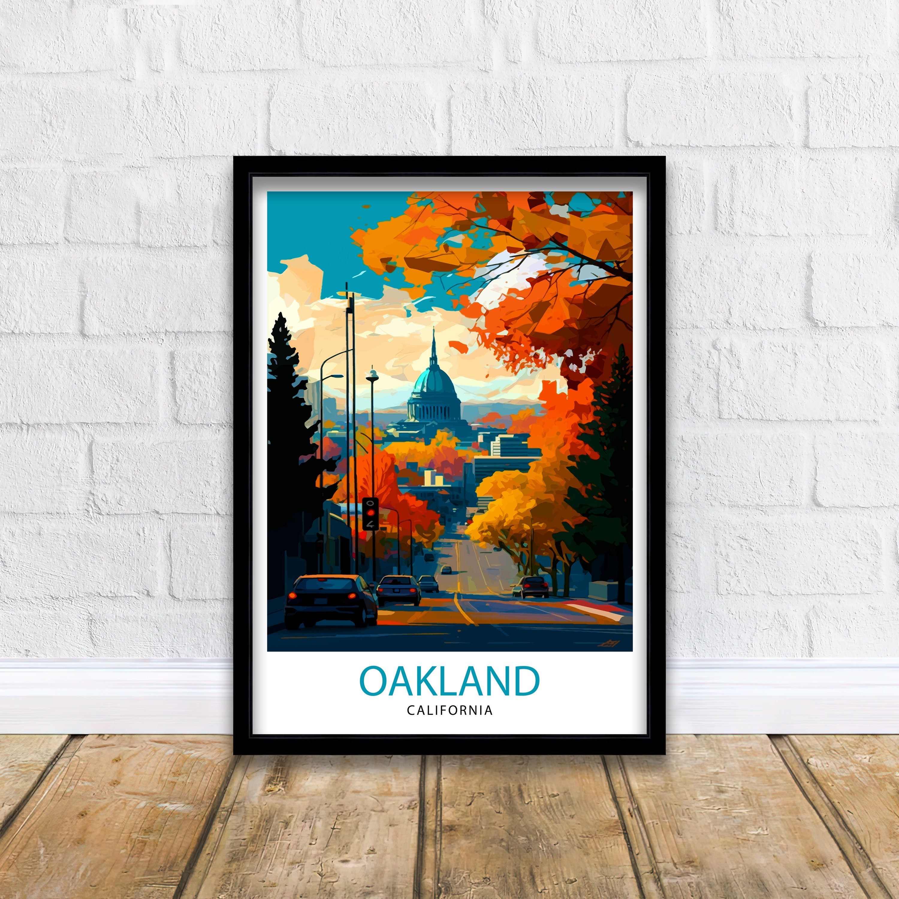 Oakland California Cityscape Art Print | Travel Poster - Etsy