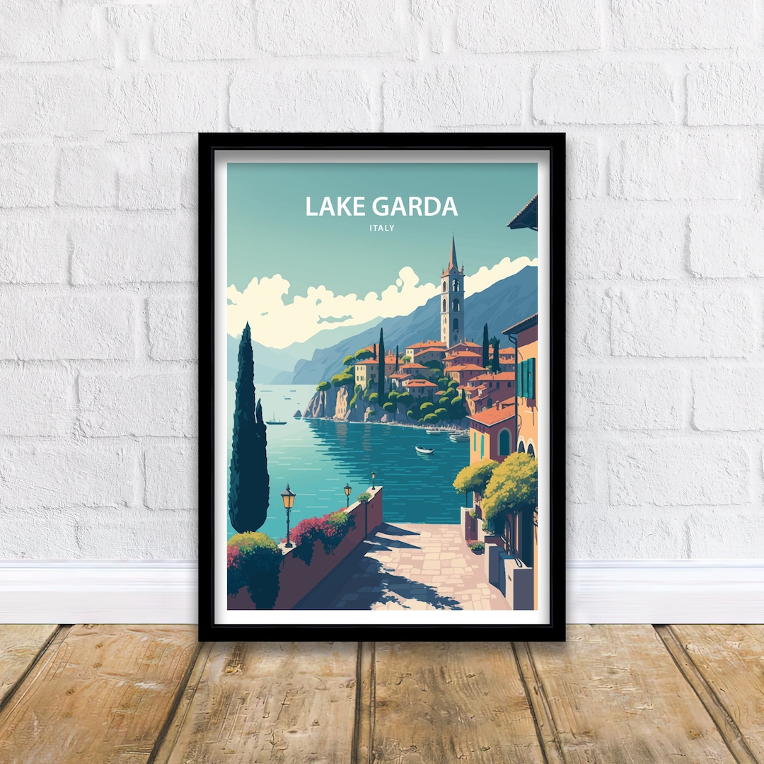 Lake Garda Art Print Italy Print Travel Poster Lake Garda Wall Art Lake Garda Poster Travel Art