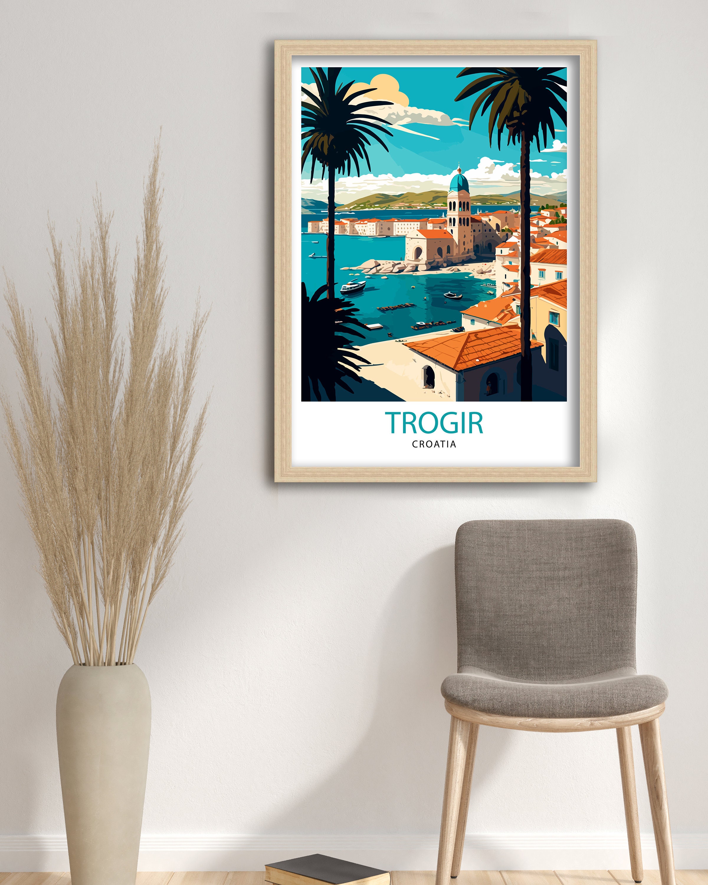 Discover Trogir Croatie Paysage Voyage Vintage Poster