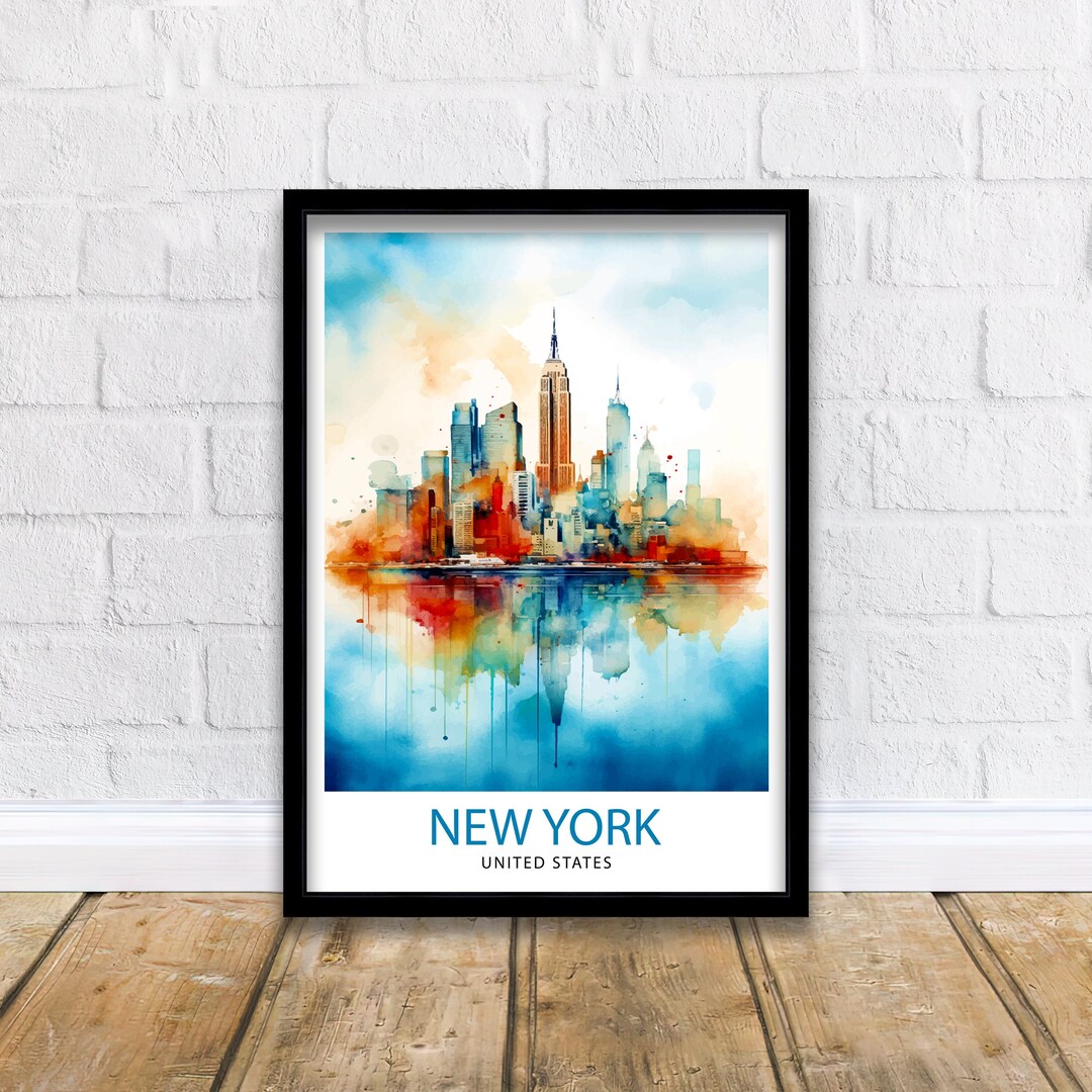New York City Travel Print| New York Wall Art NYC Illustration Travel ...