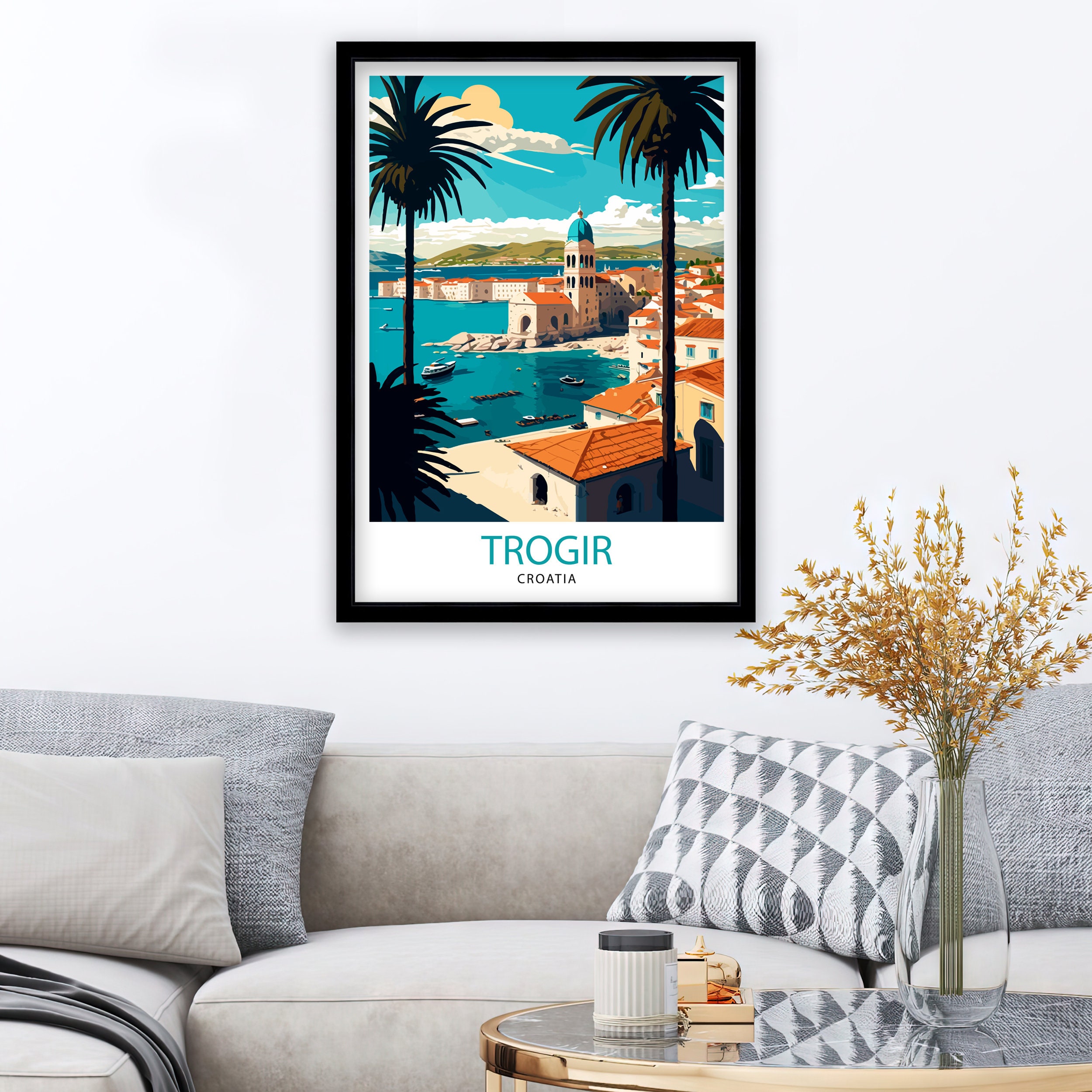 Discover Trogir Croatie Paysage Voyage Vintage Poster