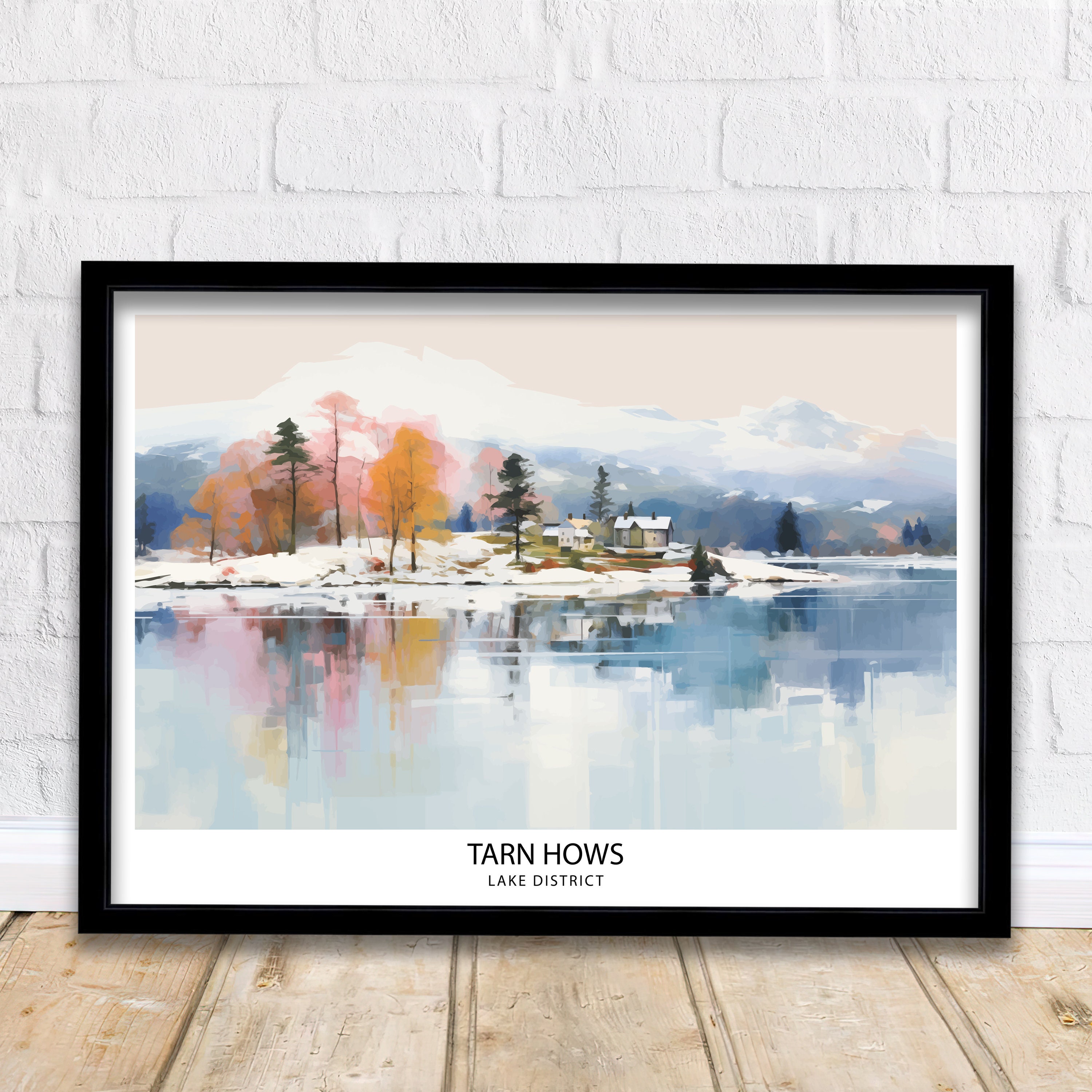 Tarn Hows Lake District Travel Print  Lake District Wall Decor Tarn Hows Home Living Decor Tarn Hows Illustration Travel Poster Gift