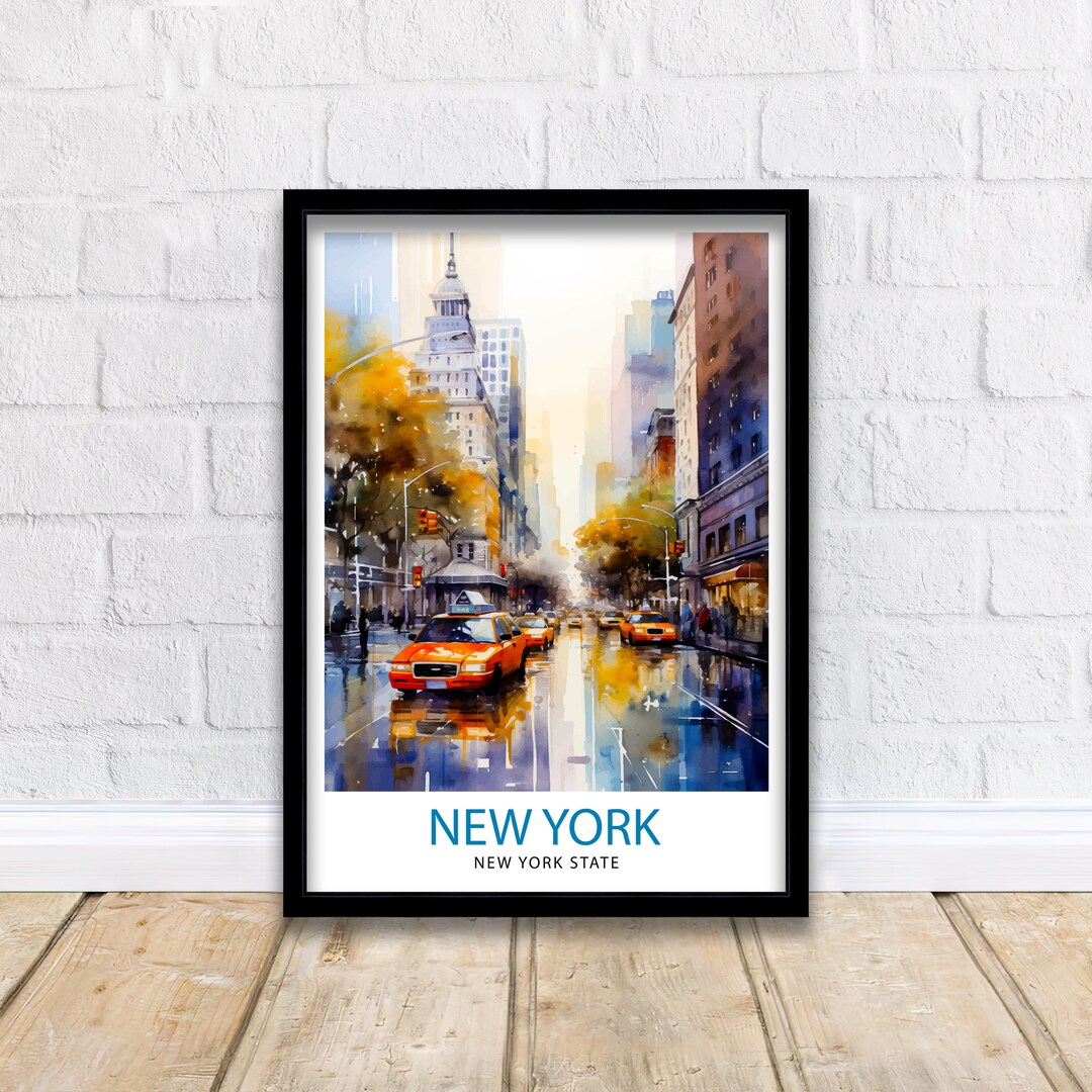 New York City Travel Print| New York Wall Art NYC Illustration Travel ...