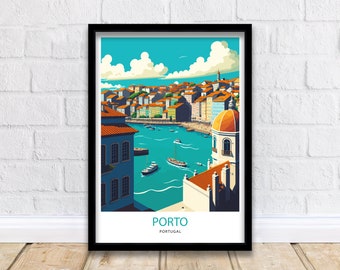 Porto Portugal Travel Poster, Art Print , Wall Art, Art Print