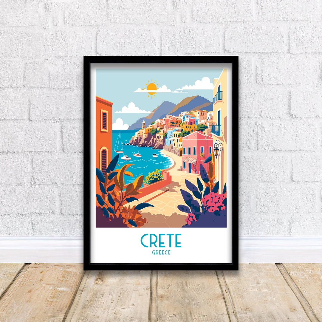 Crete Travel Print Crete Poster Crete Wall Art Crete Greece Wall Art