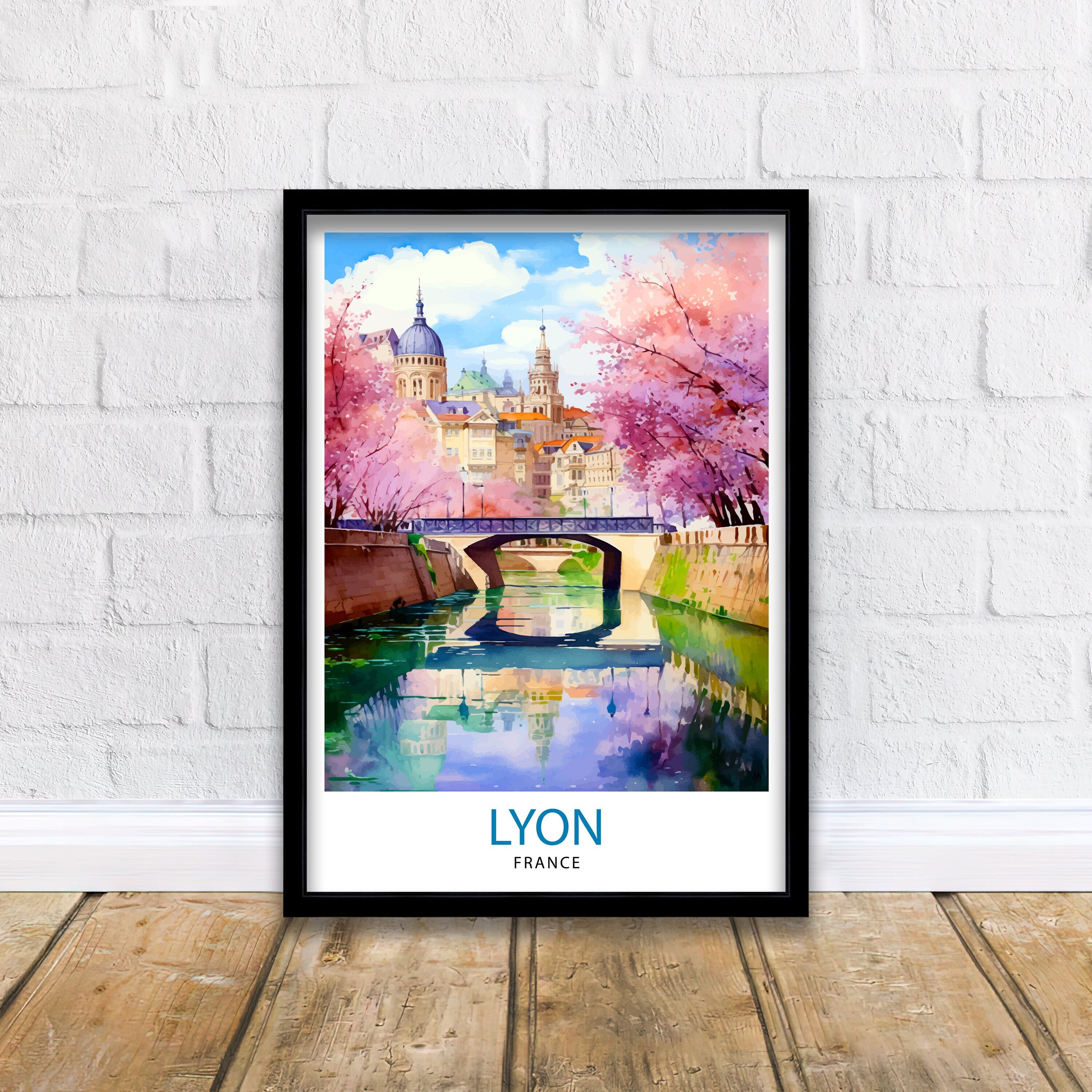 Lyon Frankreich Reise-Druck Lyon-Wand-Dekor Lyon Poster Frankreich-Reise-Drucke Lyon Kunstdruck Lyon Illustration Lyon-Wandkunst - Frankreich-Druck