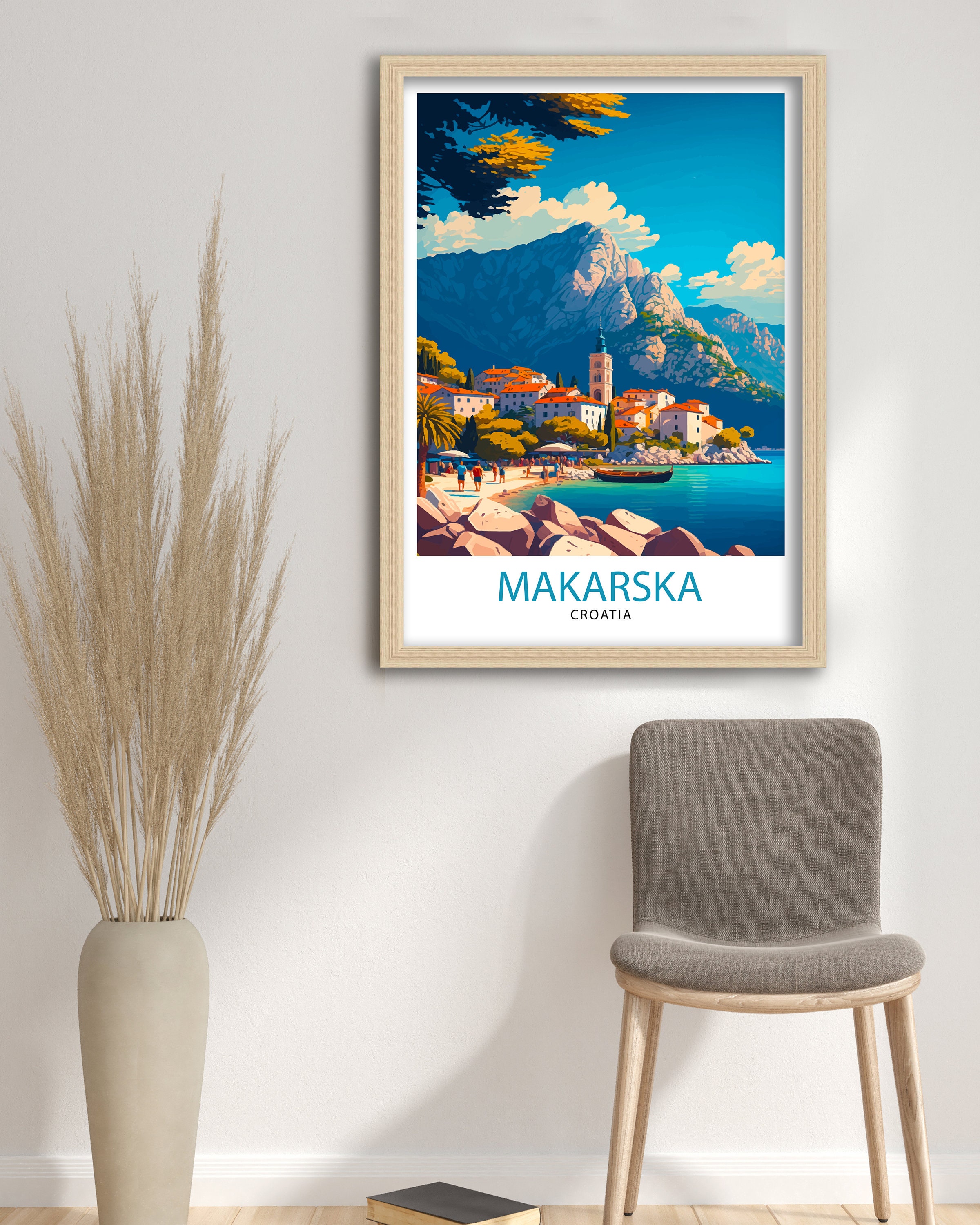 Discover Makarska Croatie Paysage Voyage Vintage Poster