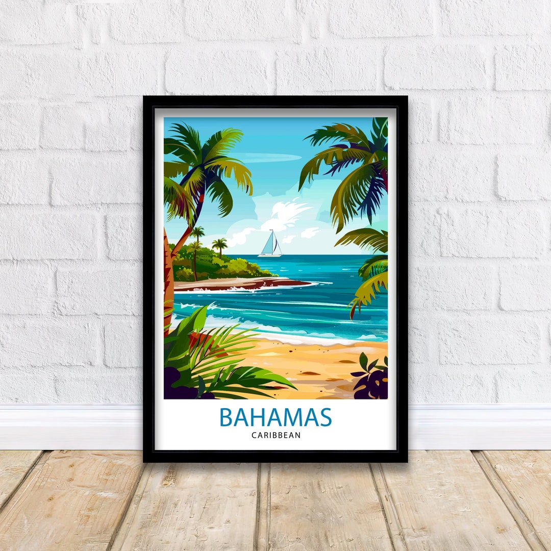 Bahamas Caribbean Travel Print Bahamas Wall Art Bahamas Home Decor
