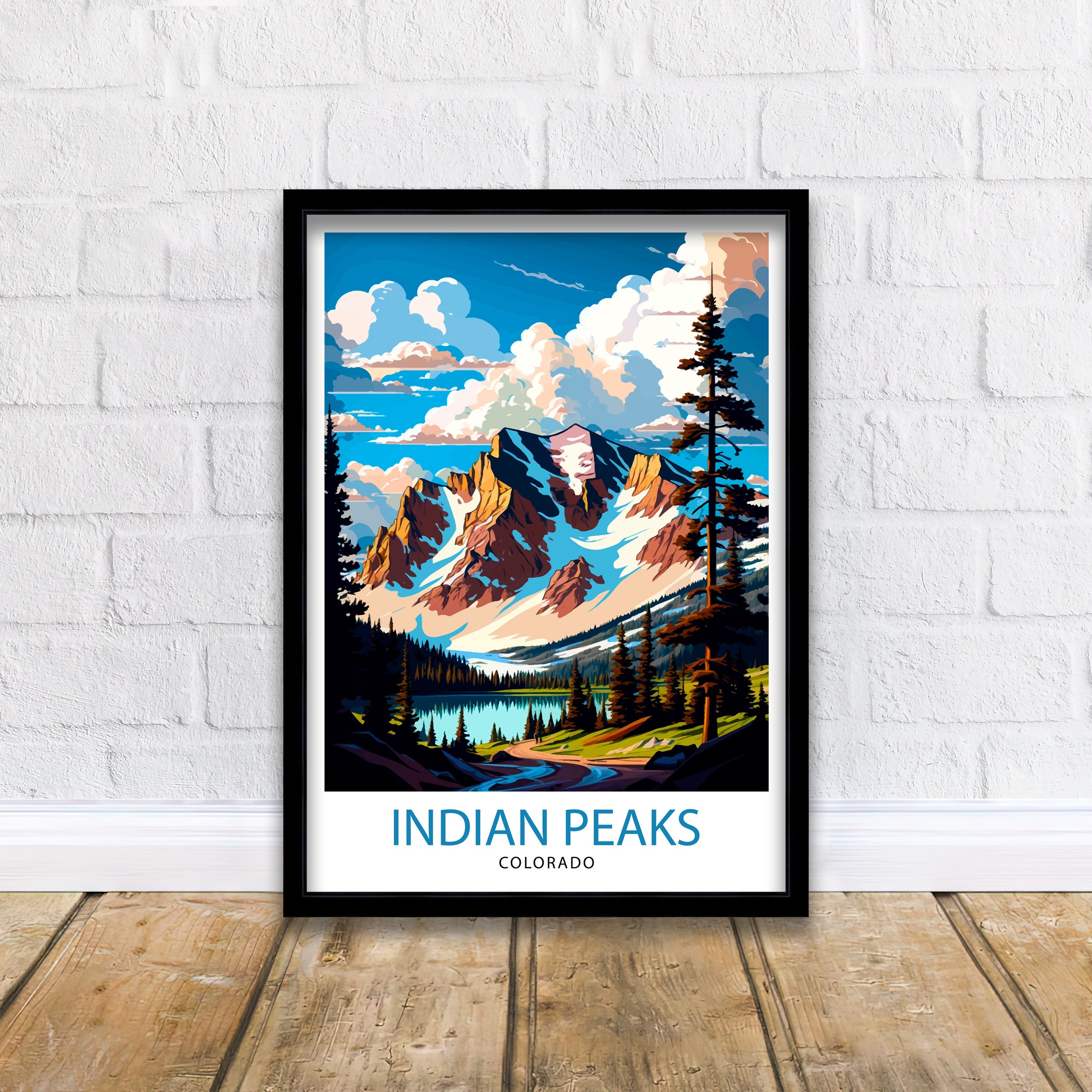 Indian Peaks Colorado Travel Poster Mountain Wall Art Nature