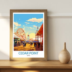 Cedar Point Ohio Print Amusement Park Art Roller Coaster Wall Decor Sandusky Attraction Poster Thrill Ride Illustration Theme Park Adventure image 4