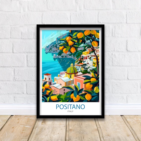 Positano Italy Travel Print  Positano Wall Decor Positano Poster Italy Travel Prints Positano Art Print Positano Italy Illustration