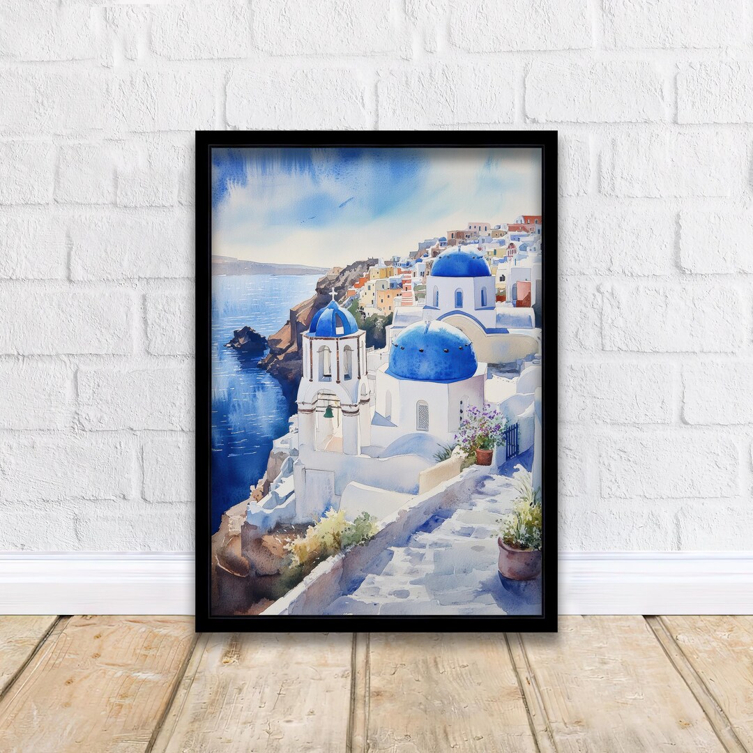 ソレントの水彩画 イタリア沿岸アート ソレントのプリント 風景