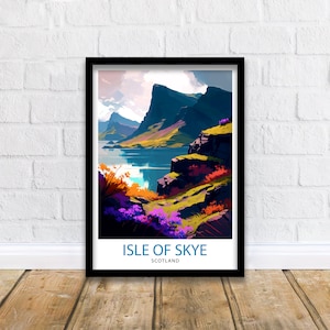 Isle of Skye Travel Print  Skye Wall Decor Skye Home Living Decor, Isle of Skye Illustration Travel Poster Gift for Skye Scotland Home Decor