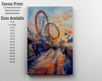 Cedar Point Ohio Watercolor Painting Poster USA Wall Art Coastal