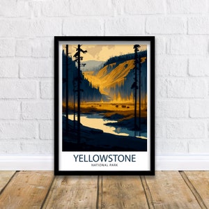 Yellowstone National Park Travel Print  Yellowstone Wall Decor Yellowstone Illustration National Park Travel Poster Yellowstone Gift, Home