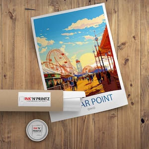 Cedar Point Ohio Print Amusement Park Art Roller Coaster Wall Decor ...
