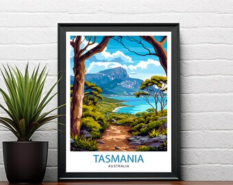 タスマニア旅行プリント、タスマニア壁アート、タスマニアホーム