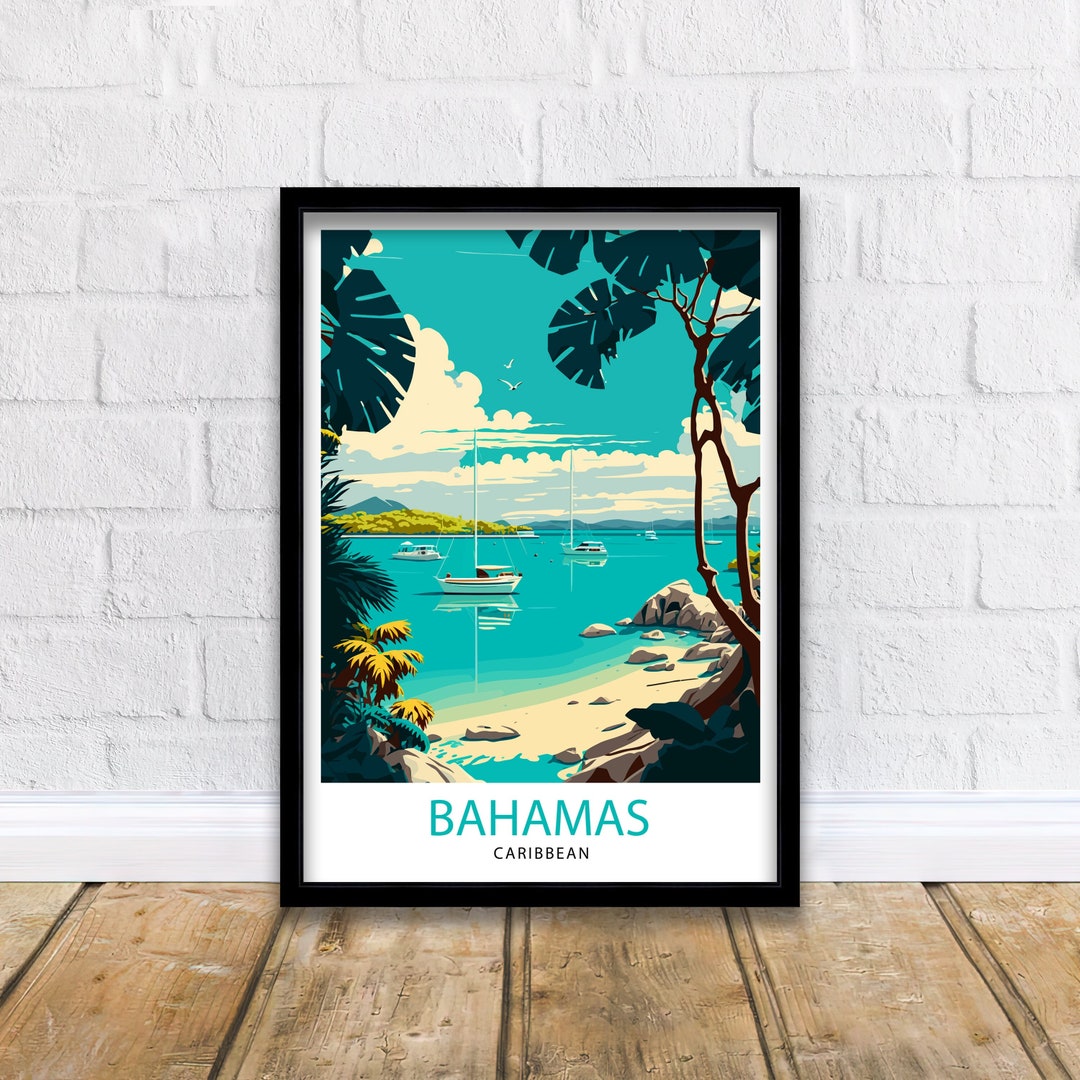 Bahamas Caribbean Travel Print Bahamas Wall Art Bahamas Home Decor
