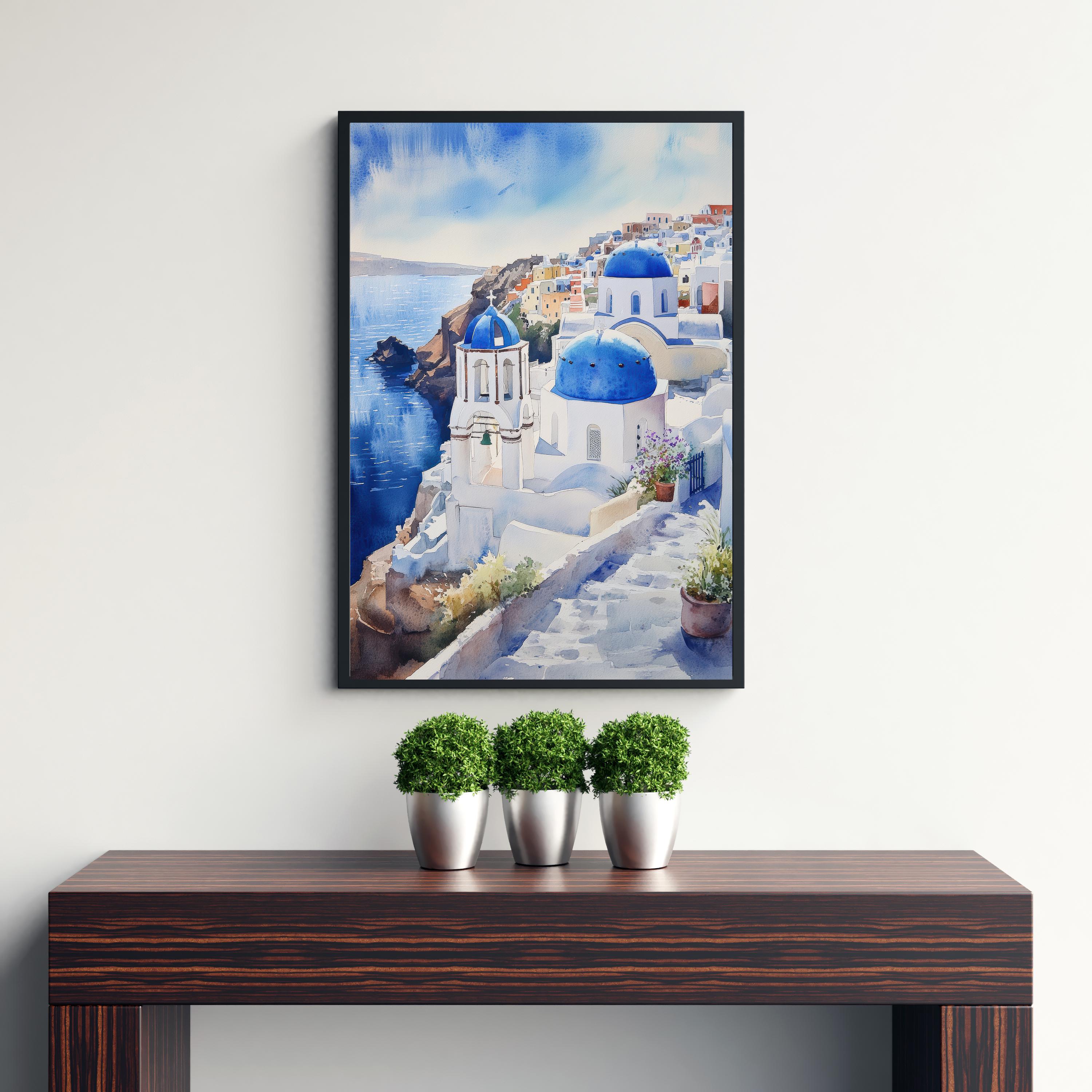 ソレントの水彩画 イタリア沿岸アート ソレントのプリント 風景