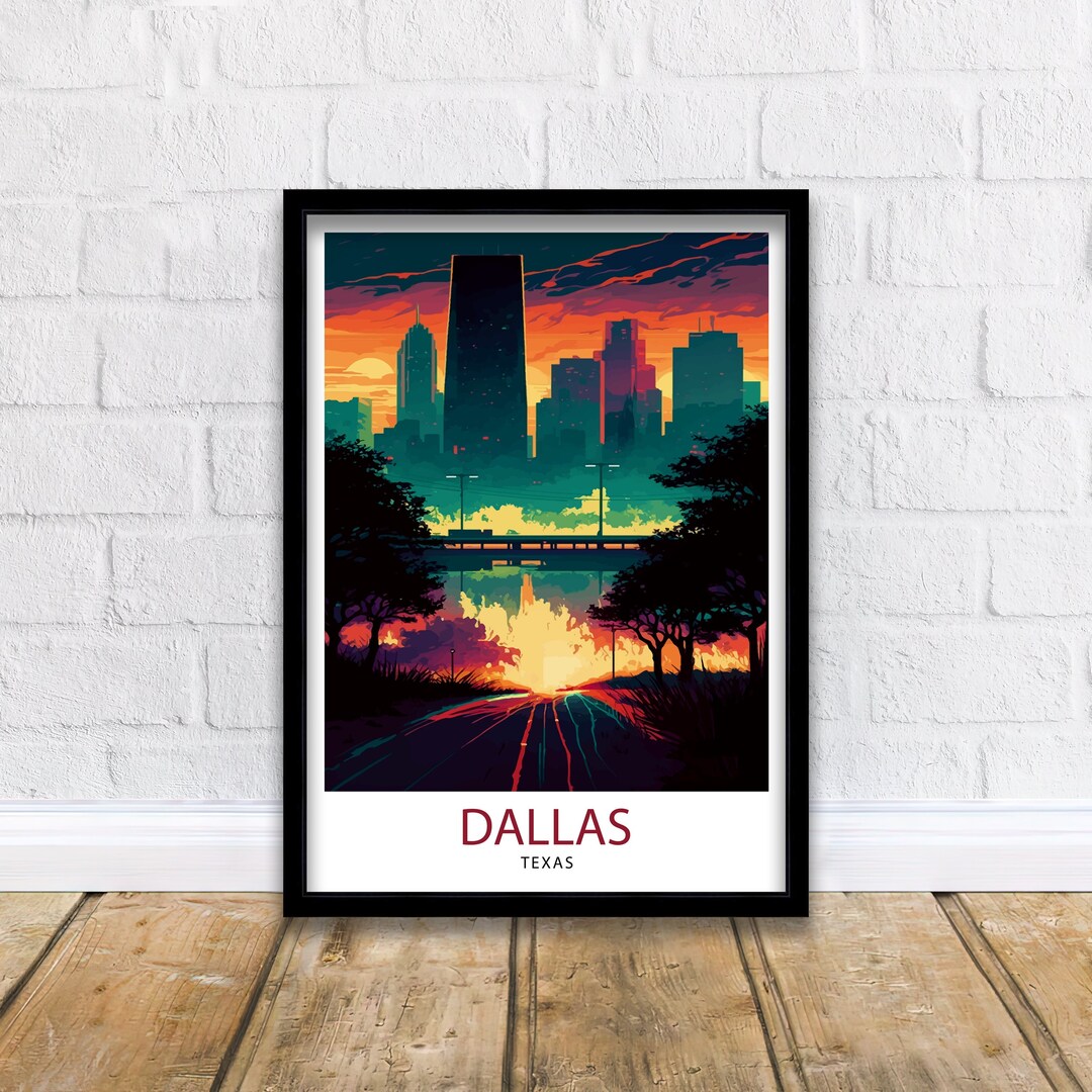 Dallas Texas Travel Print Dallas Wall Art Dallas Home Decor Dallas