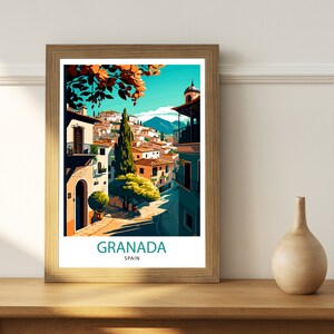 Granada Spain Travel Print Granada Wall Art Spain Travel Poster Granada Home Decor Granada Spain Illustration Travel Prints image 4