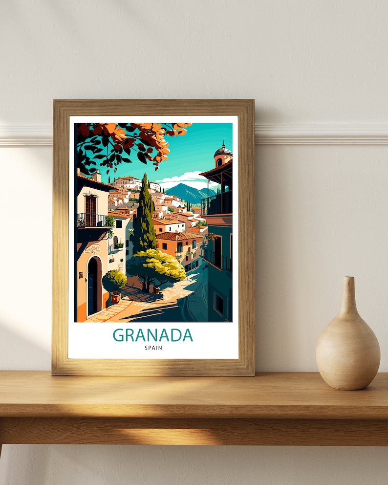 Granada Spain Travel Print Granada Wall Art Spain Travel Poster Granada Home Decor Granada Spain Illustration Travel Prints image 4