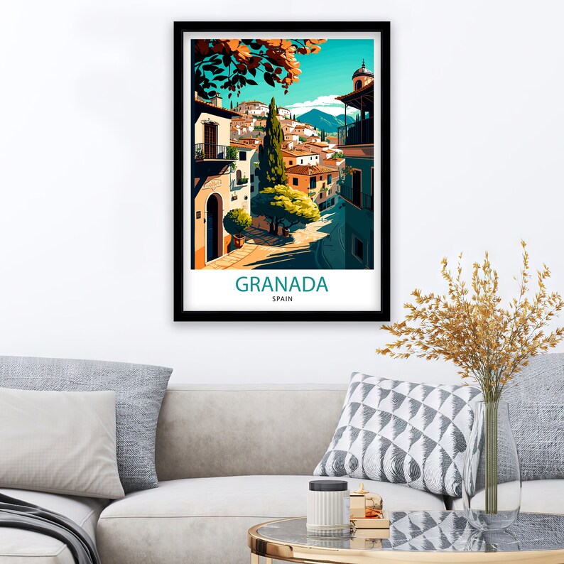 Granada Spain Travel Print Granada Wall Art Spain Travel Poster Granada Home Decor Granada Spain Illustration Travel Prints image 6