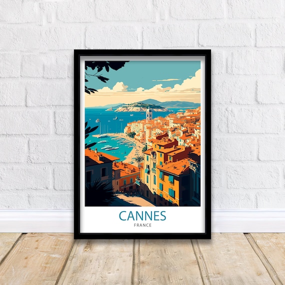 Cannes France Travel Print French Riviera Wall Art Cannes Poster