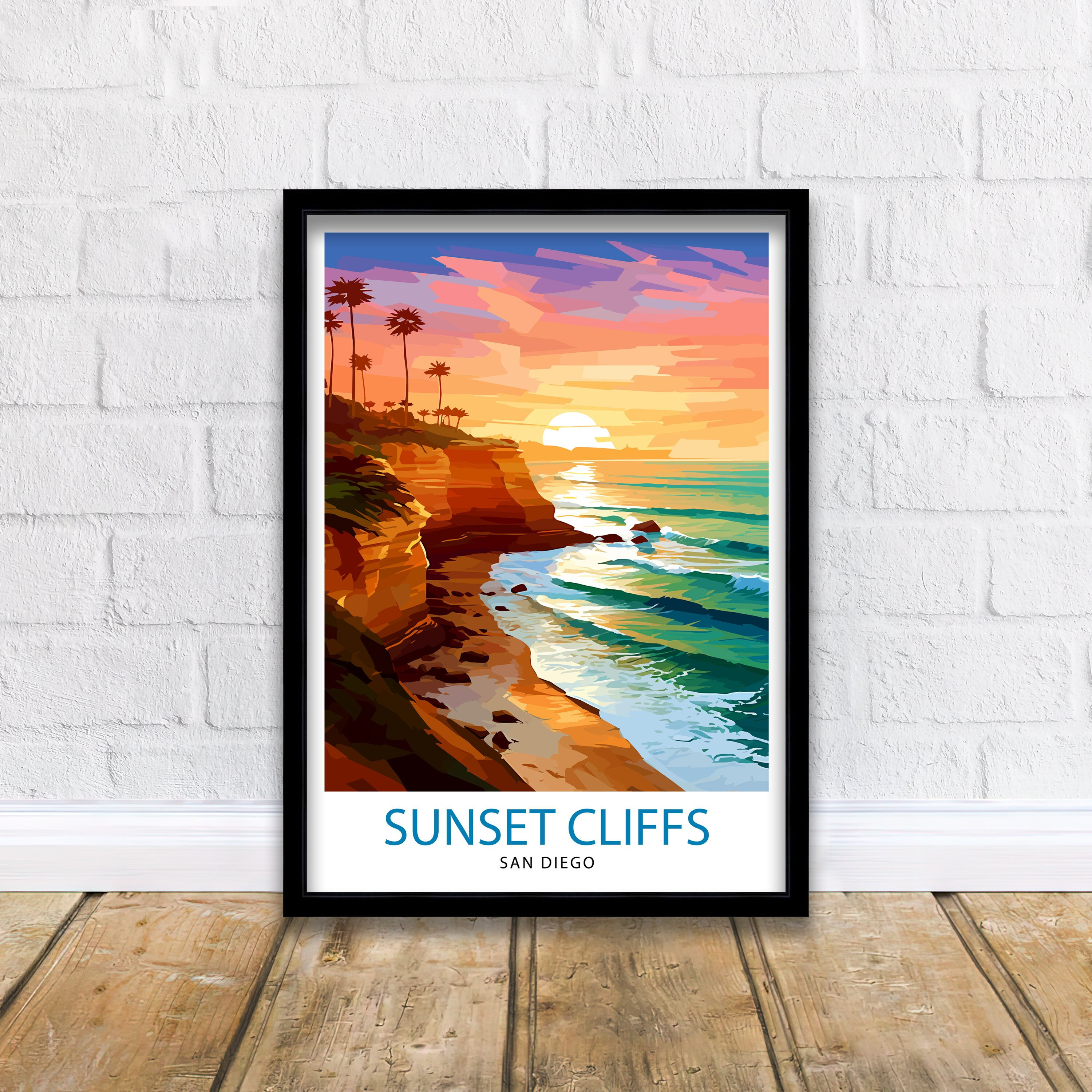 Sunset Cliffs San Diego Travel Print| Sunset Cliffs Wall Decor San