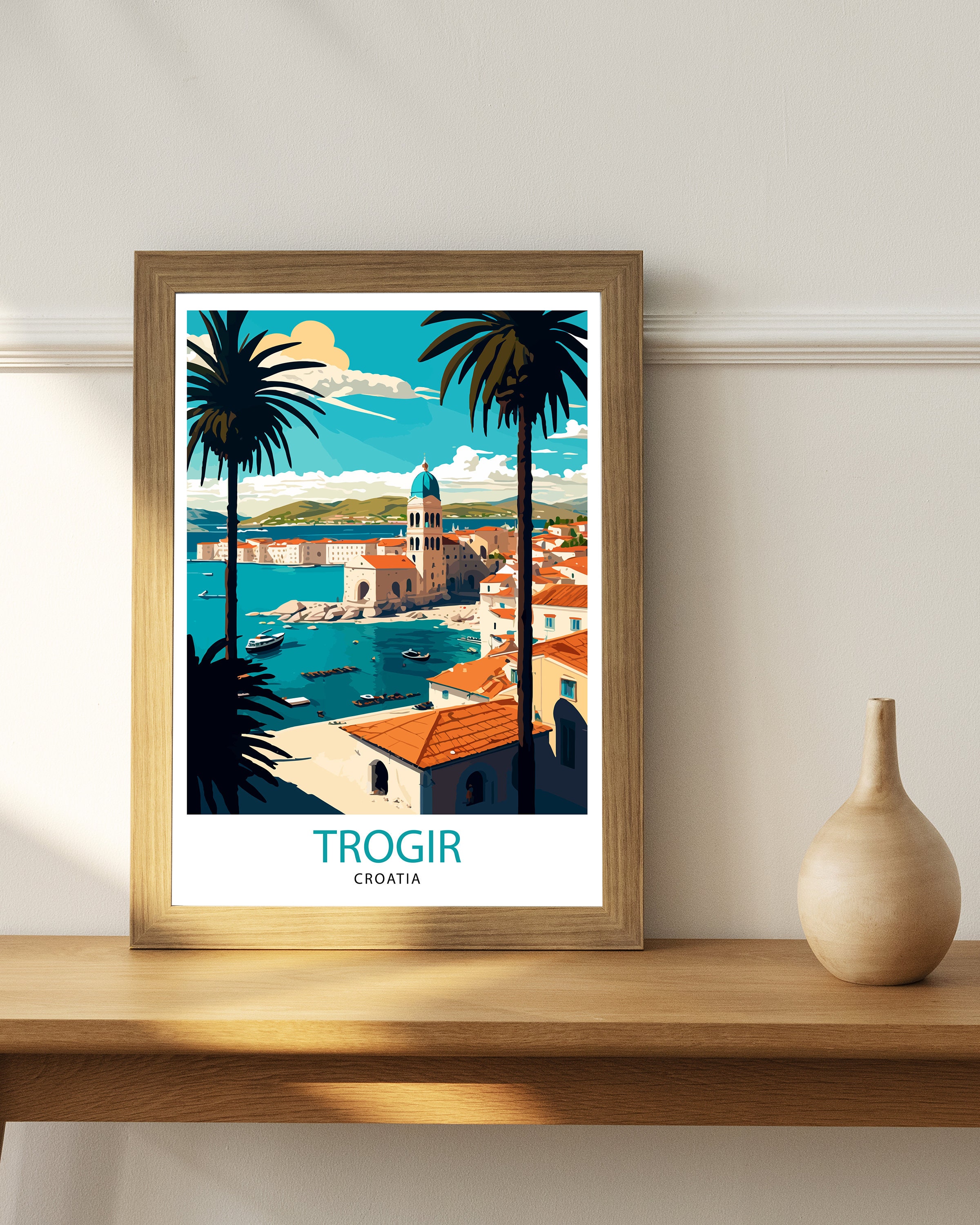 Discover Trogir Croatie Paysage Voyage Vintage Poster