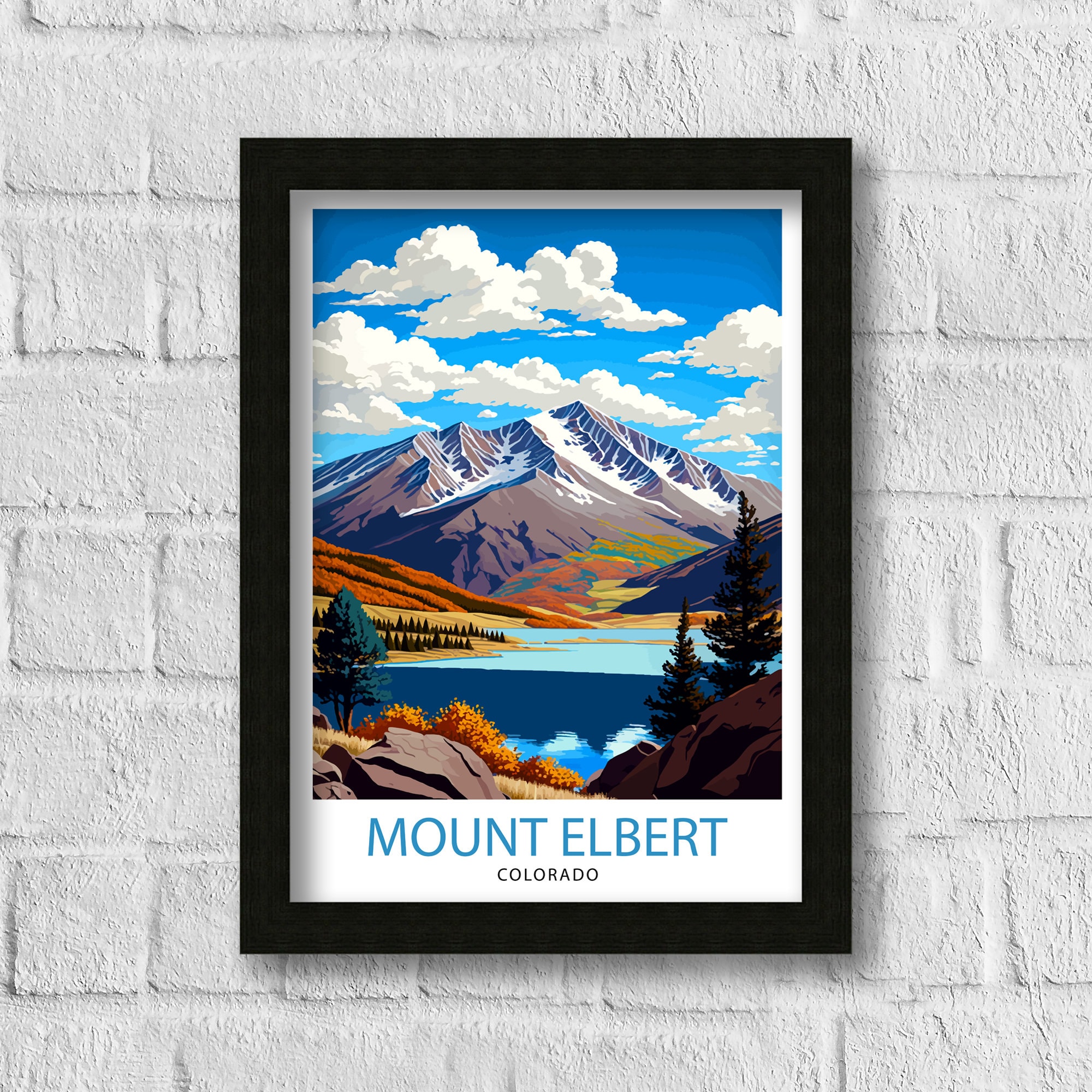 Mount Elbert Colorado Travel Poster Colorado Wall Art Mountain