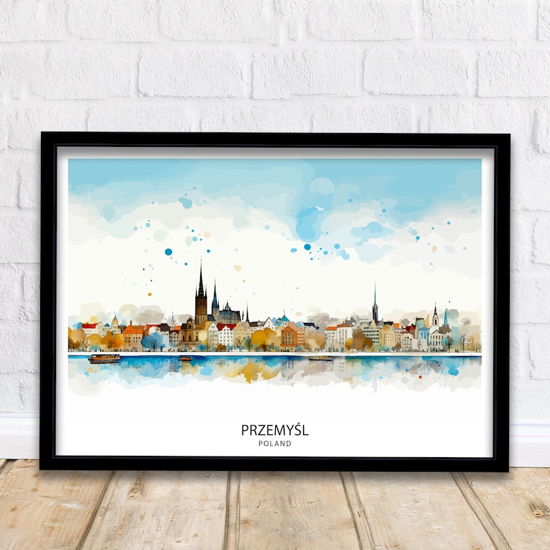 Przemysl Poland Print Historical Cityscape Art Polish Town Poster Eastern European Wall Decor Przemysl Architecture Illustration image 1