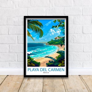 Playa del Carmen Travel Print  Playa del Carmen Wall Decor Playa del Carmen Home Living Decor Playa del Carmen Illustration Travel Poster