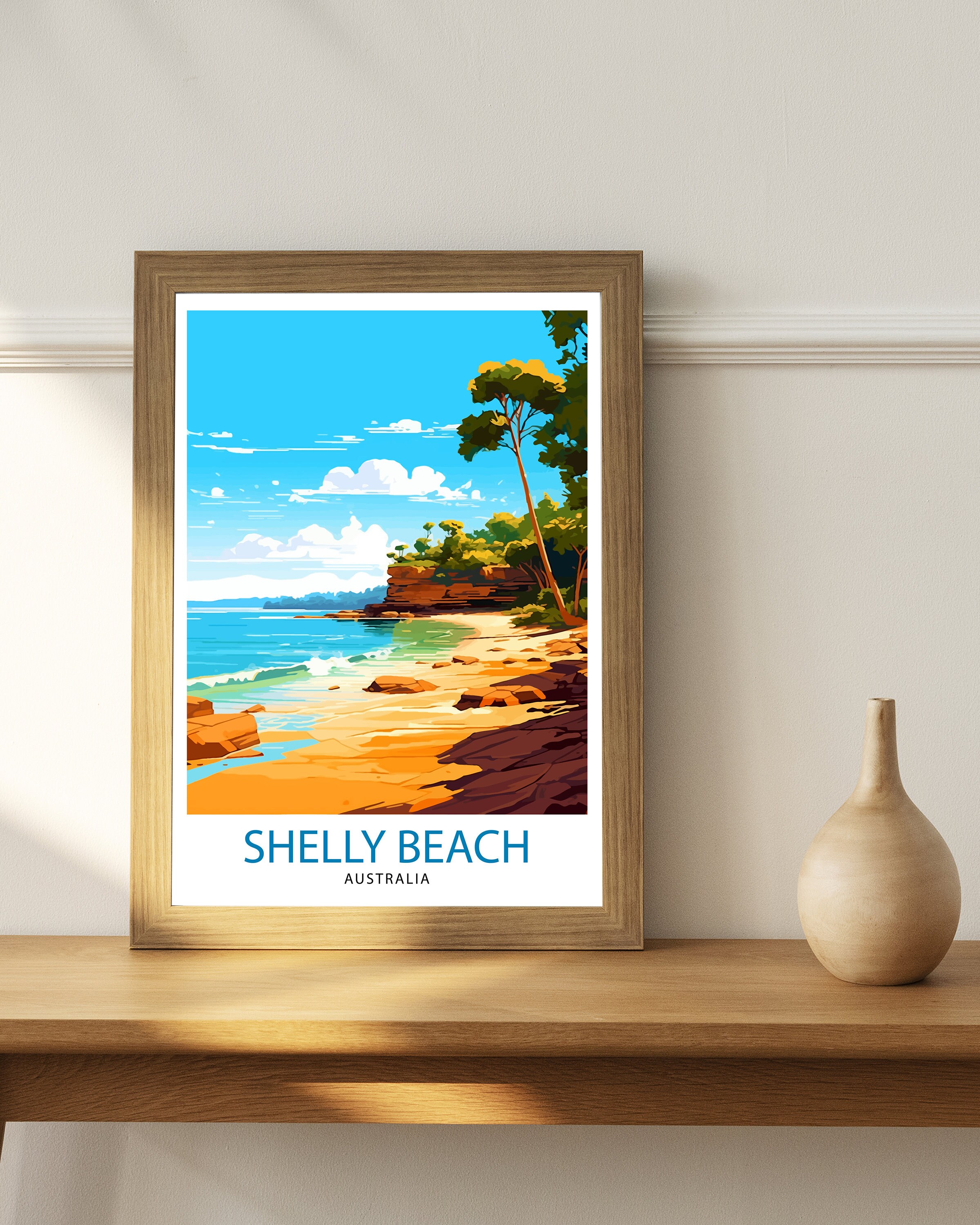 Shelly Beach Australia Travel Print Coastal Wall Decor Shelly