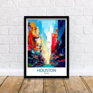 Houston Texas Travel Print| Houston Wall Art Texas Decor Houston Cityscape Travel Poster Houston Skyline Houston Souvenir