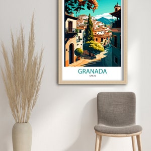 Granada Spain Travel Print Granada Wall Art Spain Travel Poster Granada Home Decor Granada Spain Illustration Travel Prints image 2