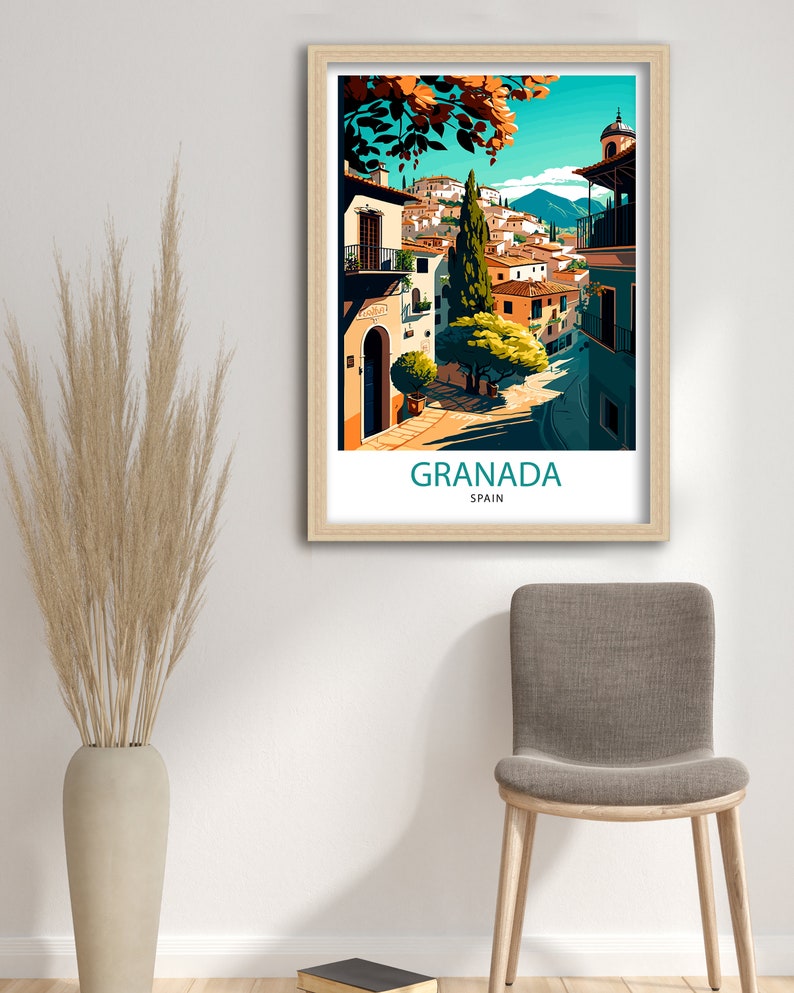 Granada Spain Travel Print Granada Wall Art Spain Travel Poster Granada Home Decor Granada Spain Illustration Travel Prints image 2