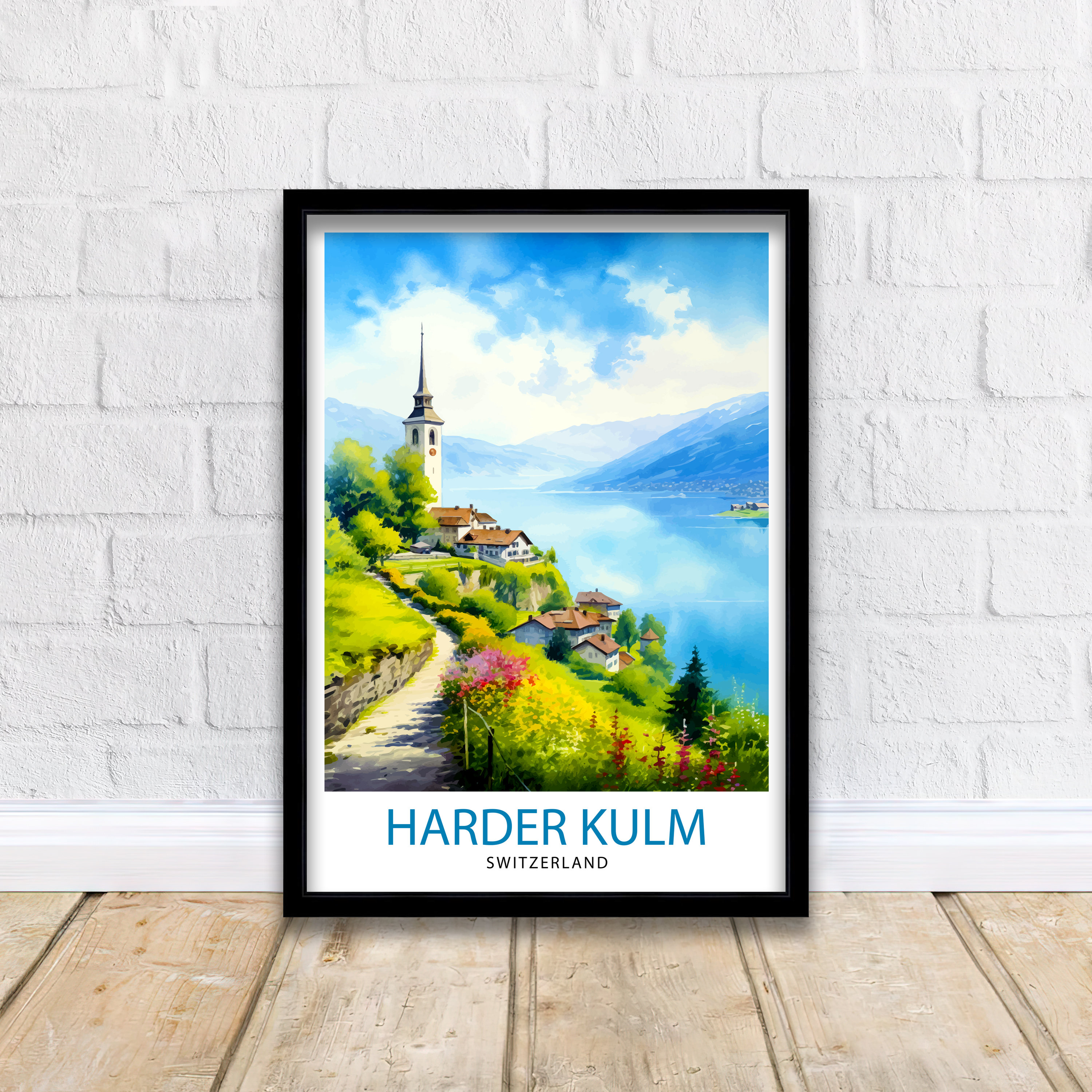 m*i様 アブラハム渓谷('93ポルトガル/仏/スイス) Harder Kulm Switzerland Print - Swiss Alps View Art - Interlaken